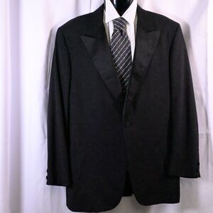 Brooks Brothers Mens 40L Black One Button Single Vent Blazer Suit Sports Coat
